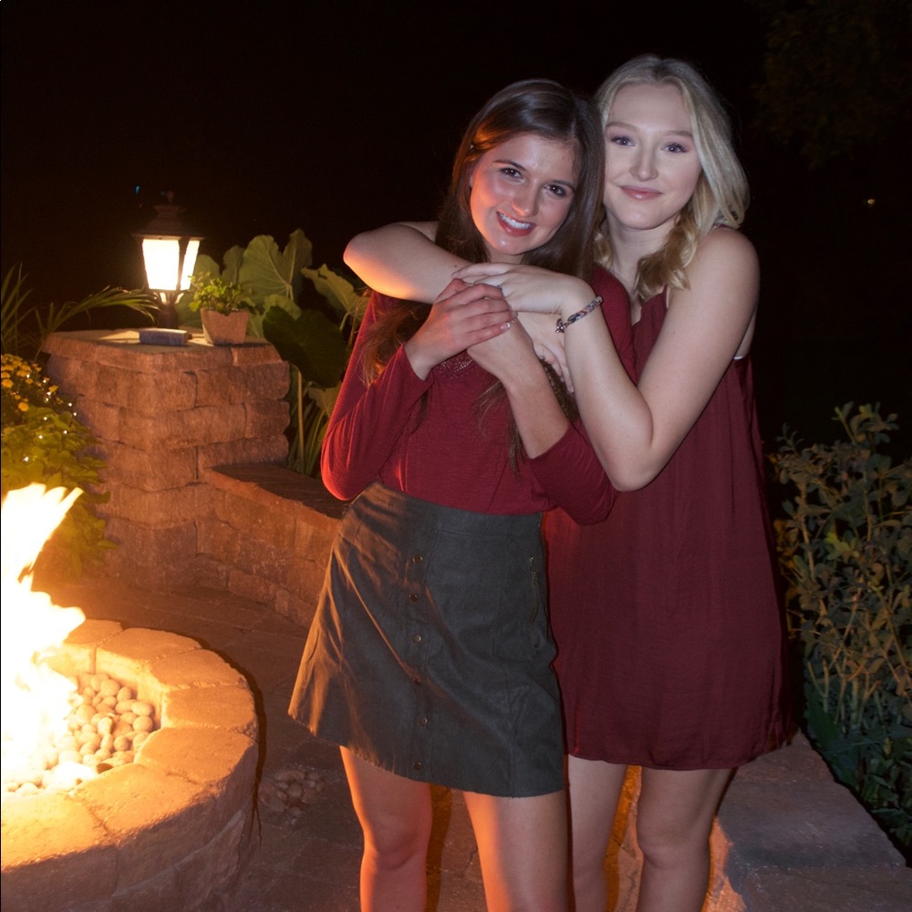 altar’d state army green suede skirt